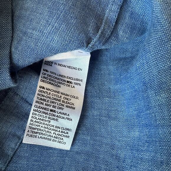 Chico's 100% blue linen emroidered applique lace, dolman sleeves, size 14 - Picture 7 of 7